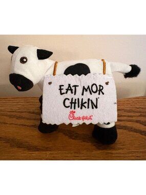 Chick-Fil-A Plush Cow Toy 6" Long Eat Mor Chikin Collectible White & Black 2024